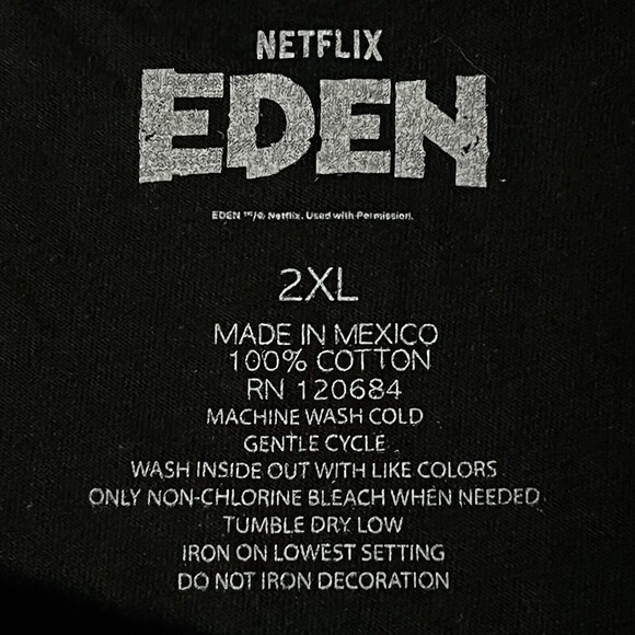 NWT EDEN THREE (2XL) Black Graphic Anime T-Shirt 100% Cotton Netflix AI Robot - Picture 3 of 5